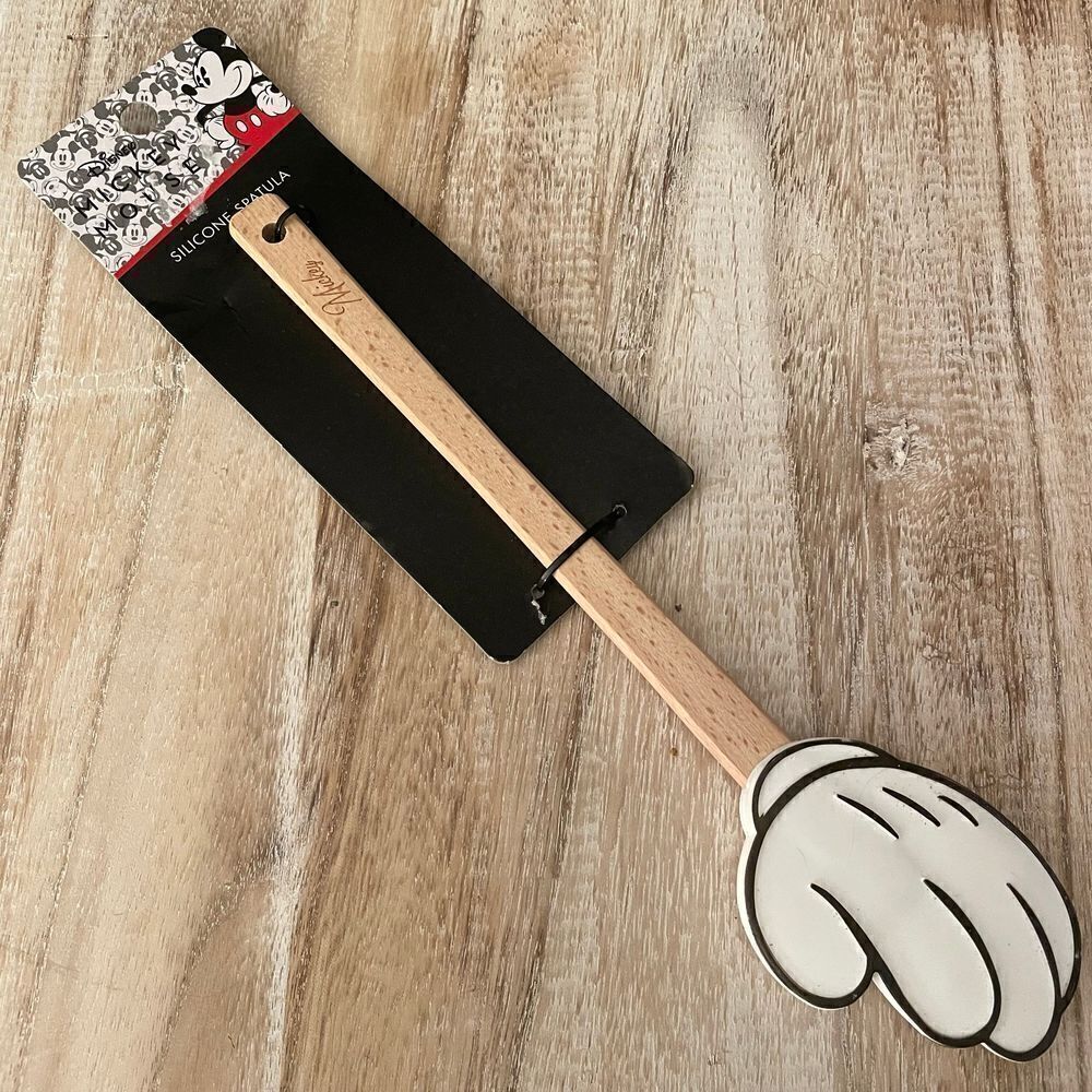 NWT Disney Mickey Mouse Silicone Hand White Glove Spatula Wooden Handle New
